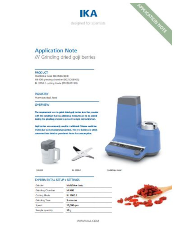 IKA Pharma Food Grinding goji berries